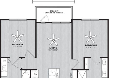 What Modern Luxury Can Offer - luxury Renoir two-bedroom and two-bathroom floor plan